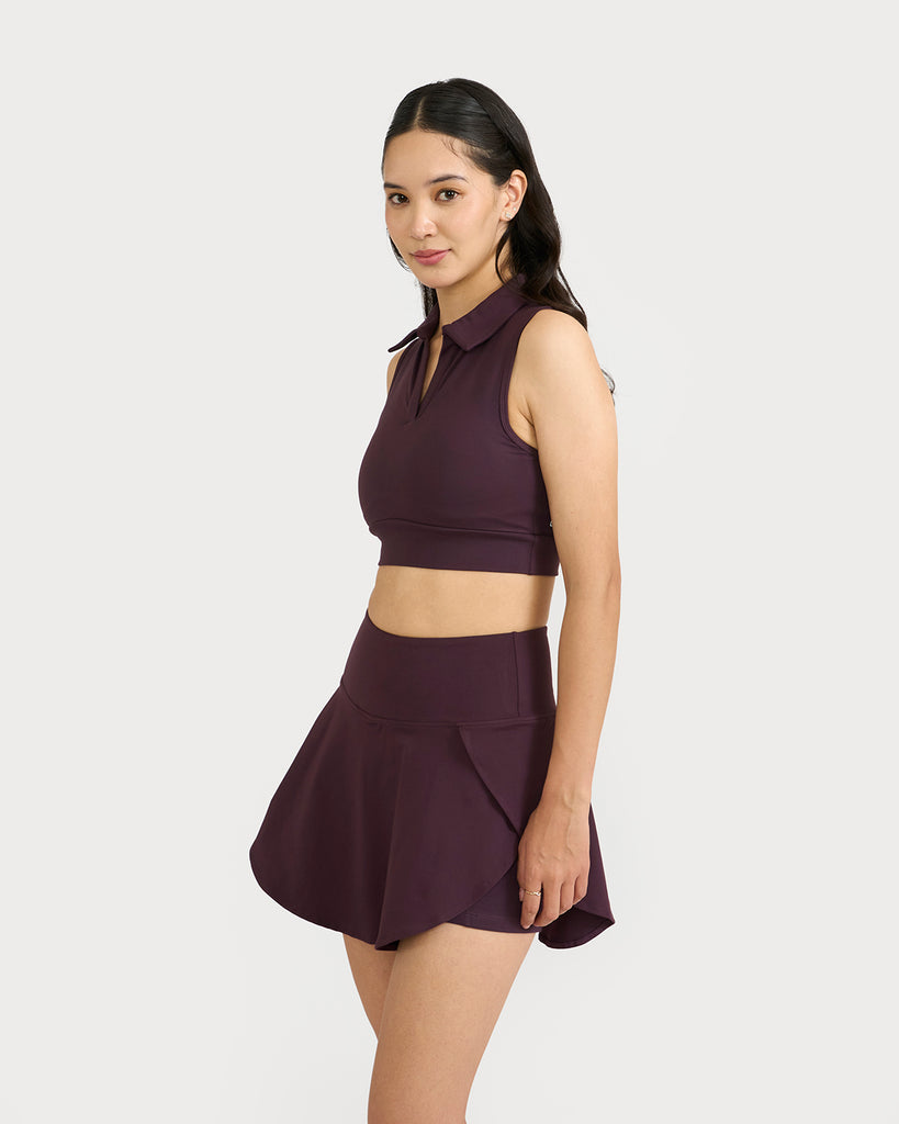 Hunnit Zen Nova Skorts & polo neck 2 in 1 Sports Bra Co-ord Set 