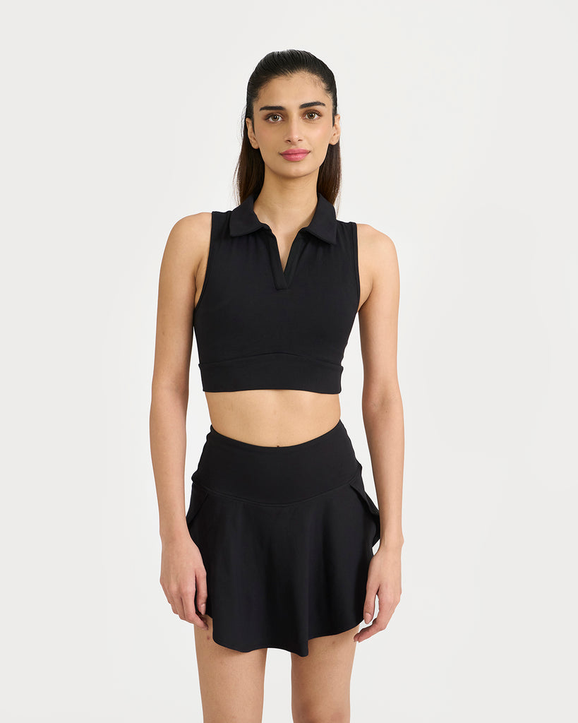 Hunnit Zen Nova Skorts & polo neck 2 in 1 Sports Bra Co-ord Set 