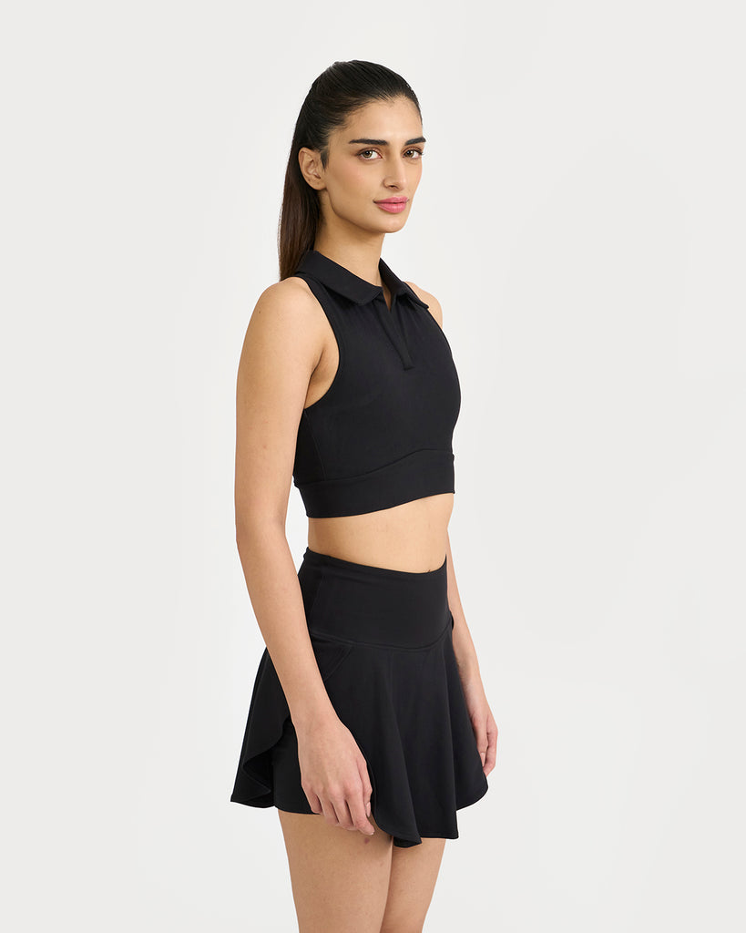 Hunnit Zen Nova Skorts & polo neck 2 in 1 Sports Bra Co-ord Set 