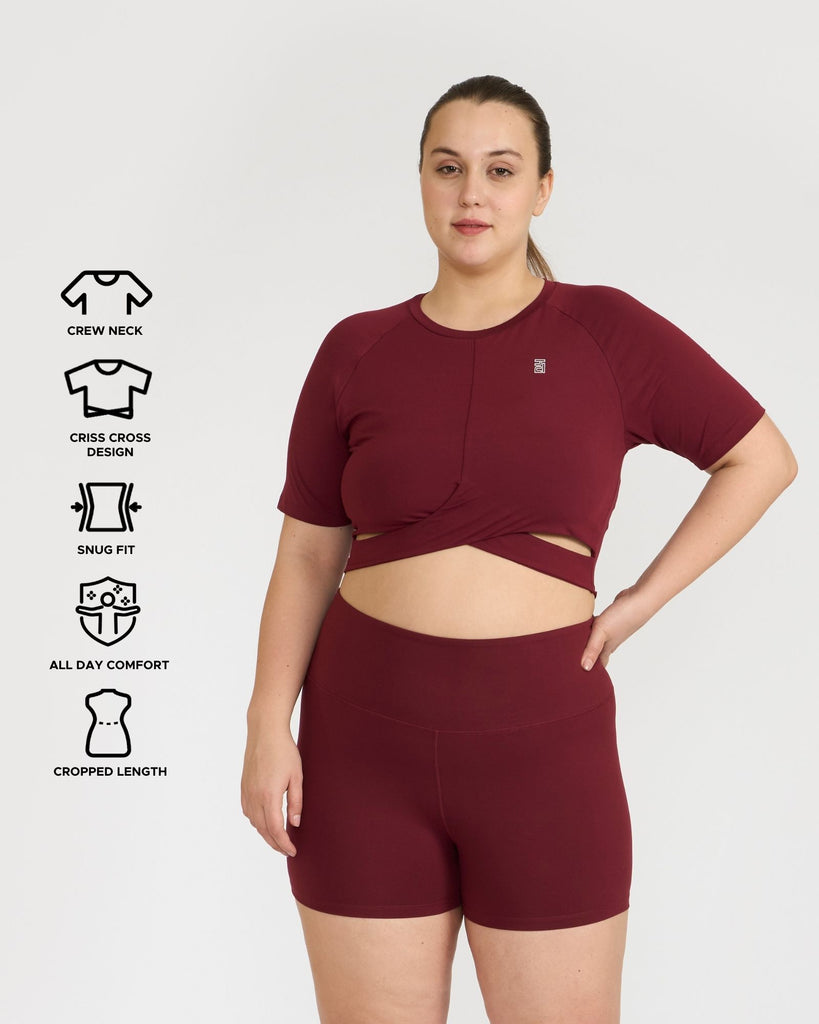 Hunnit Zen Shorts & Front Wrap crop top Co-ord Set 