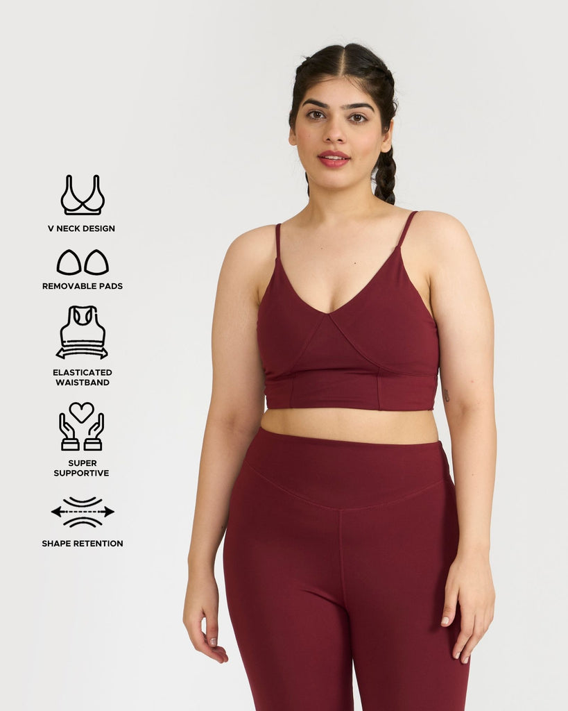 Hunnit Zen Seamless Leggings and V Neck Sports Bra Co-ord Set 