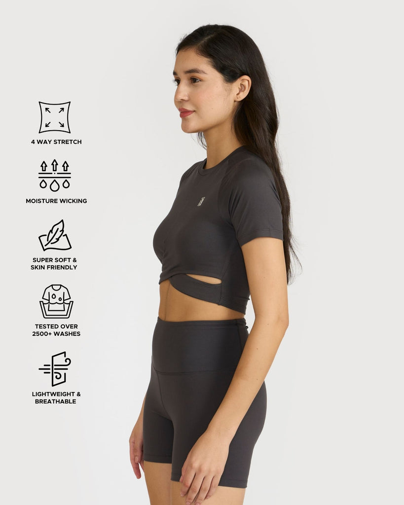 Hunnit Zen Front-Wrap Crop Top 