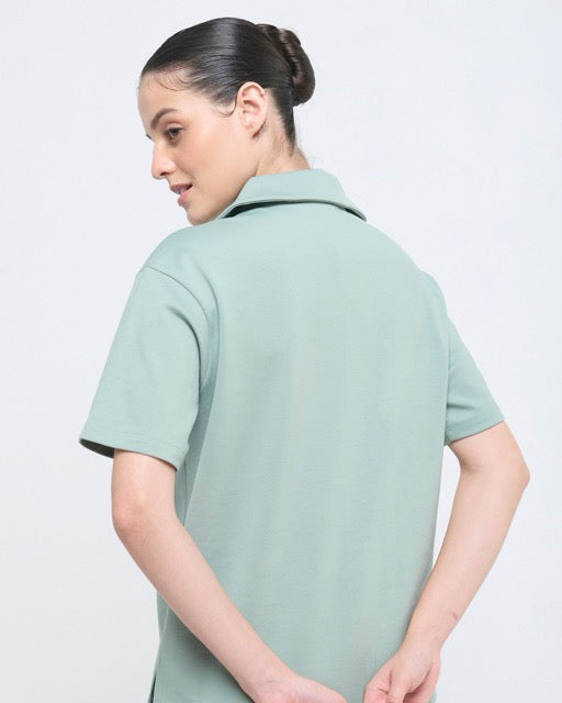 Hunnit Essential Polo Neck Half Sleeve & Straight pants co-ord set Essential Polo Neck Half Sleeve & Straight pants co-ord set