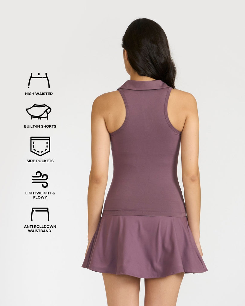 Hunnit Zen Polo Neck Top with In-built sports bra & Cheerful Skorts Co-Ord Set Zen Polo Neck Top with Built-in sports bra & Zen Cheerful Skorts Co-Ord Set