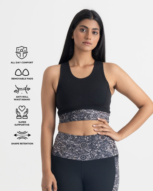 Majestic Flora Capris and 2-in-1 Crop Top Co-ord Set