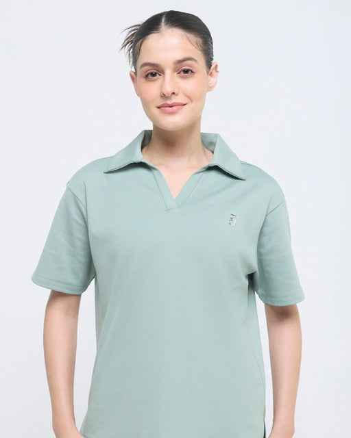 Essential Polo Neck Half Sleeve & Straight pants co-ord set