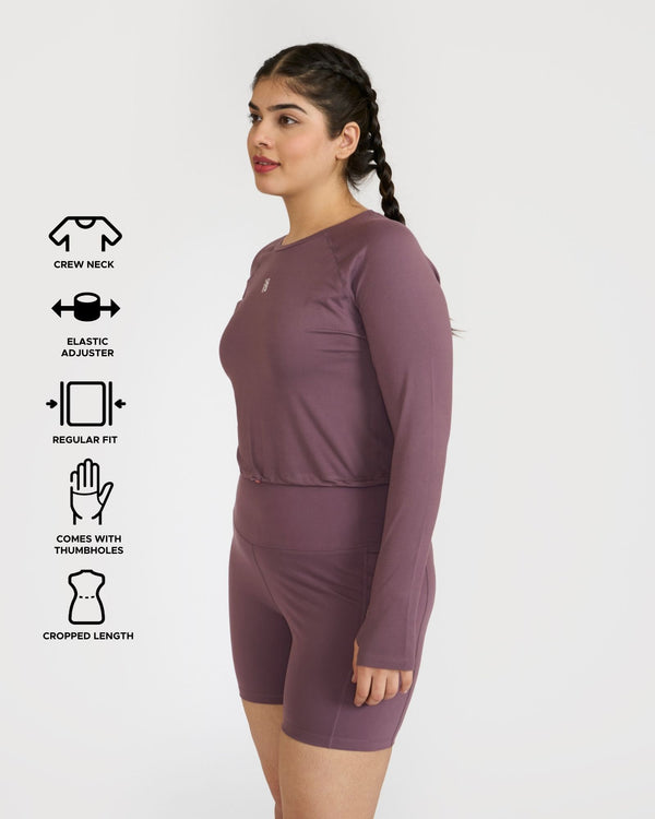 Zen Cycling Shorts & Full Sleeve Crop top Co-ord set