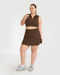 Zen Cheerful Skort and Polo-Neck 2-in-1 Crop Top Co-ord Set