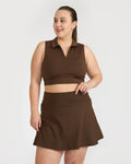 Zen Cheerful Skort and Polo-Neck 2-in-1 Crop Top Co-ord Set