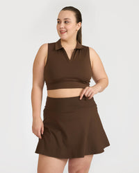 Zen Cheerful Skort and Polo-Neck 2-in-1 Crop Top Co-ord Set