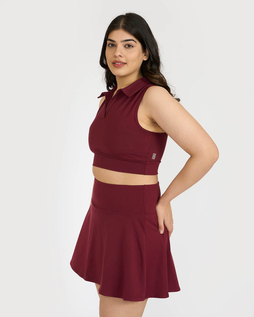 Hunnit Zen Polo-Neck 2-in-1 Crop Top 