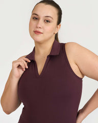Zen Polo Neck Tank Top with in-Built Sports Bra