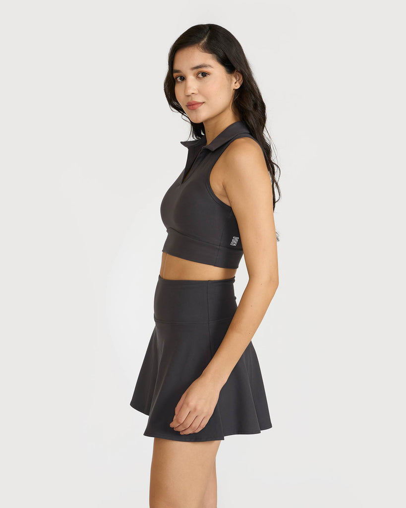 Hunnit Zen Polo-Neck 2-in-1 Crop Top 