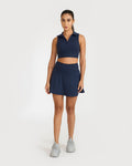 Zen Cheerful Skort and Polo-Neck 2-in-1 Crop Top Co-ord Set