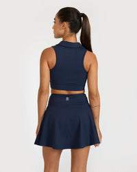 Zen Cheerful Skort and Polo-Neck 2-in-1 Crop Top Co-ord Set