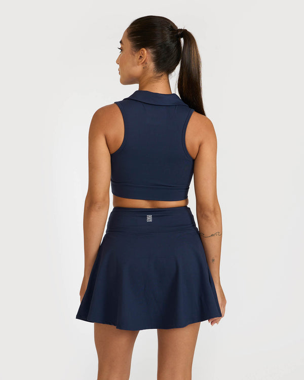 Zen Cheerful Skort and Polo-Neck 2-in-1 Crop Top Co-ord Set