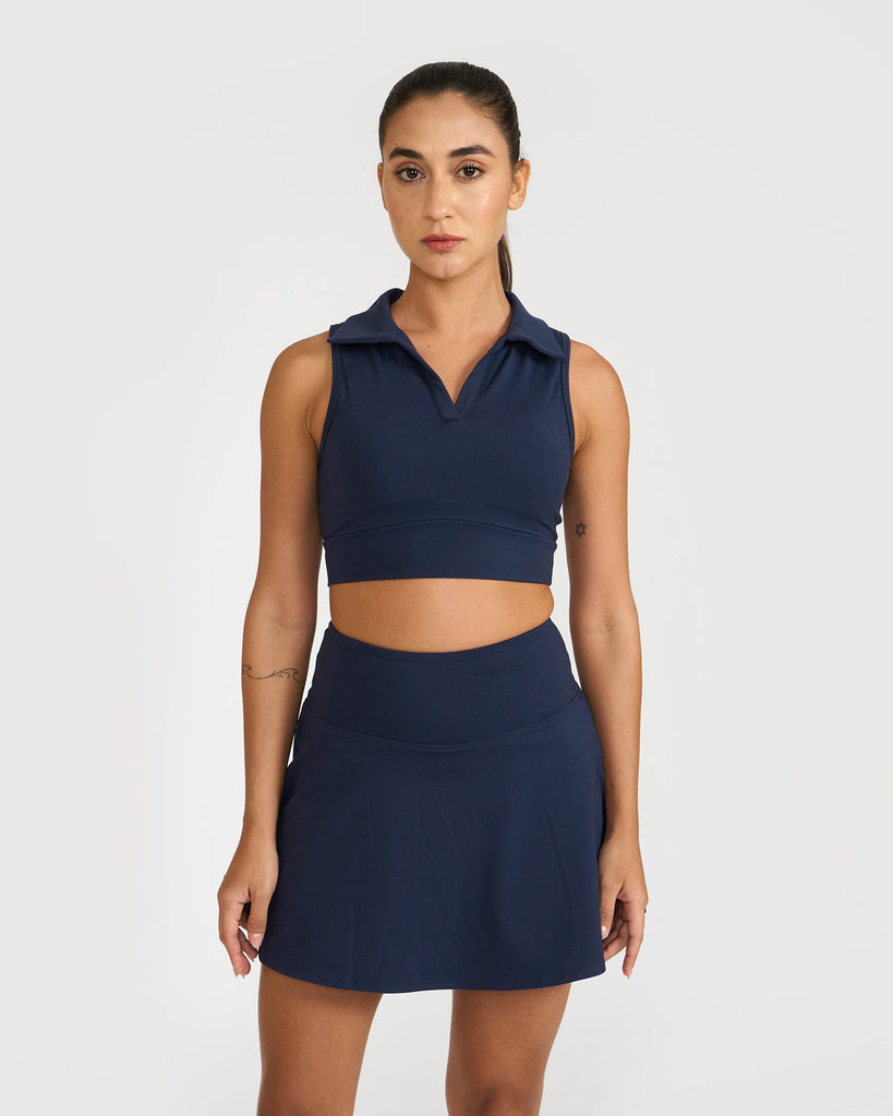 Hunnit Zen Polo-Neck 2-in-1 Crop Top 