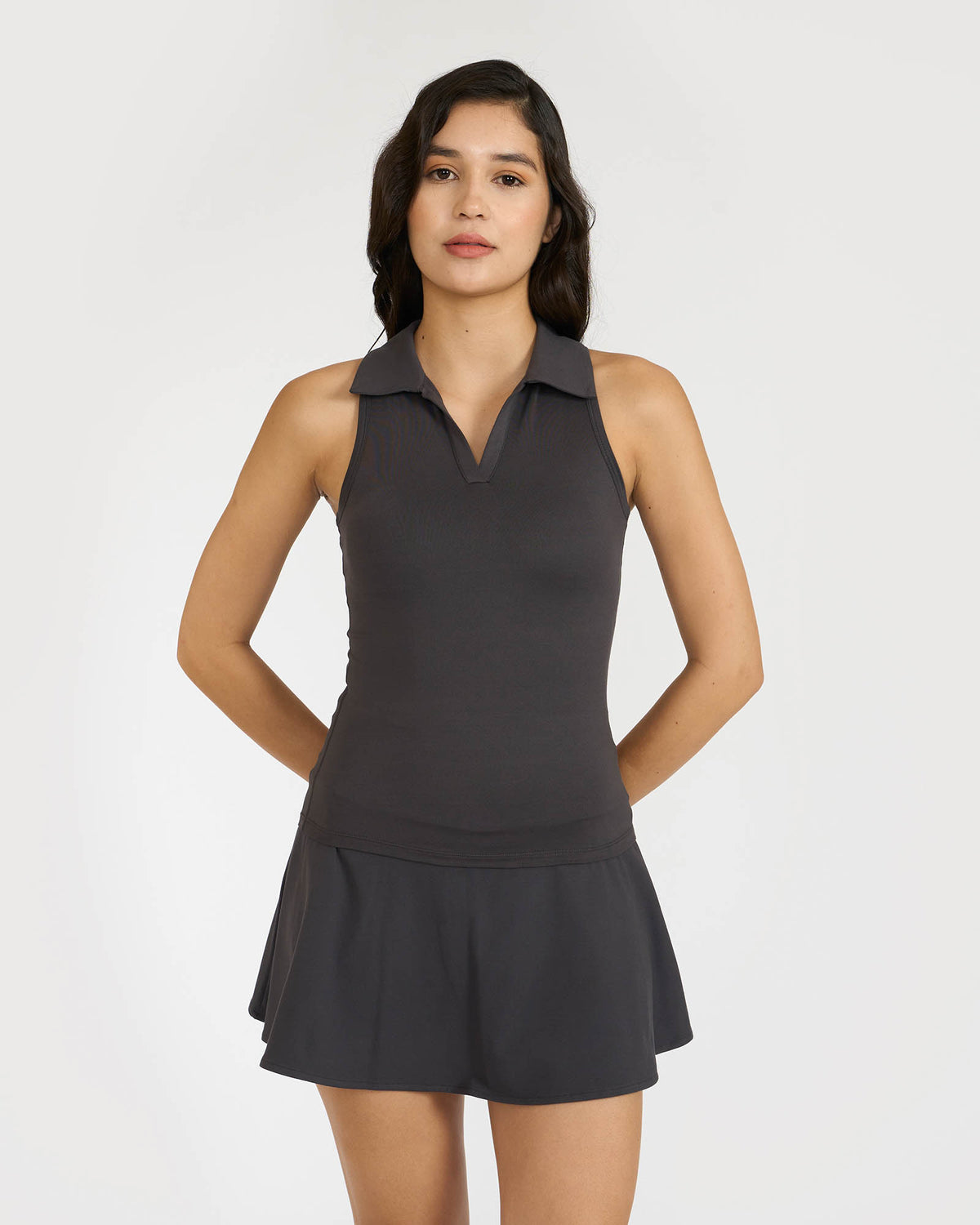 Zen Polo Neck Top with In-built sports bra & Cheerful Skorts Co-Ord Set