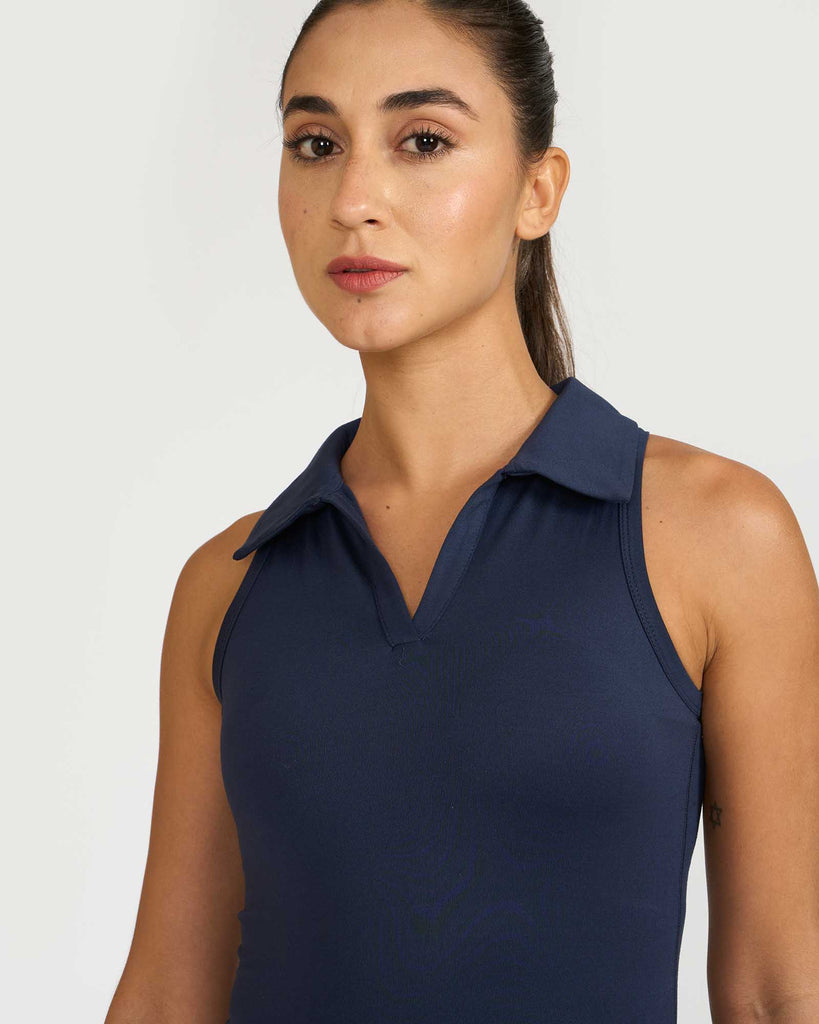 Hunnit Zen Polo Neck Top with Built-in Sports Bra 