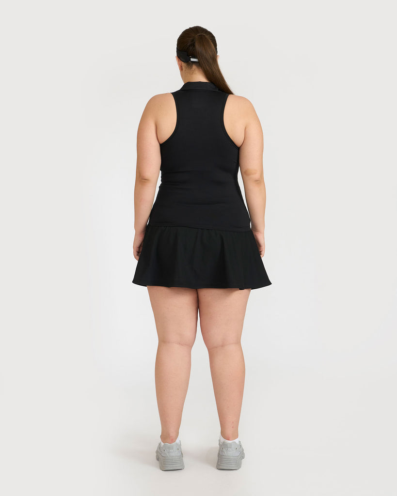 Hunnit Zen Polo Neck Top with Built-in sports bra & Zen Cheerful Skorts Co-Ord Set 