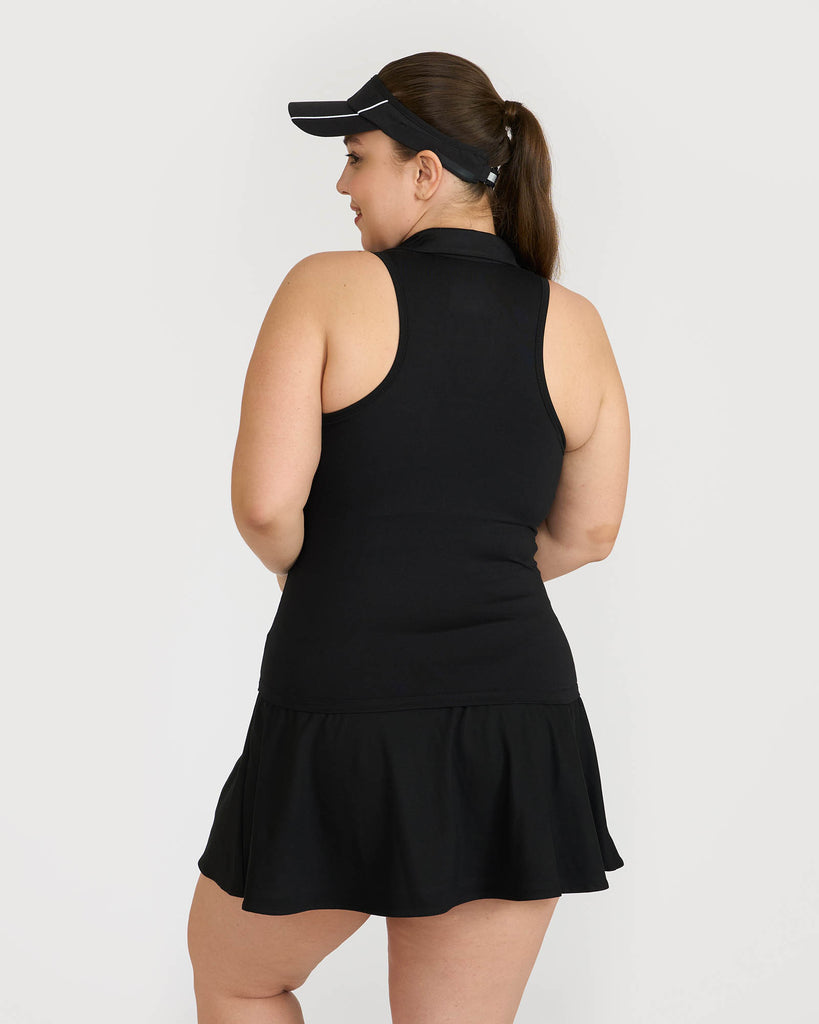 Hunnit Zen Polo Neck Top with Built-in sports bra & Zen Cheerful Skorts Co-Ord Set 