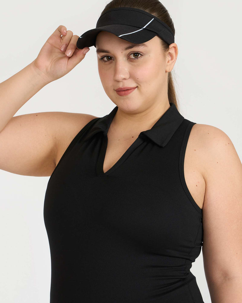 Hunnit Zen Polo Neck Top with Built-in Sports Bra 