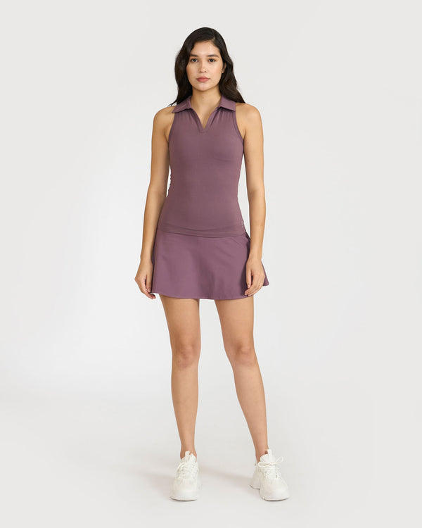 Zen Polo Neck Tank Top with in-Built Sports Bra