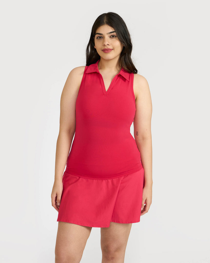 Hunnit Zen Polo Neck Top with In-built sports bra & Cheerful Skorts Co-Ord Set Zen Polo Neck Top with Built-in sports bra & Zen Cheerful Skorts Co-Ord Set