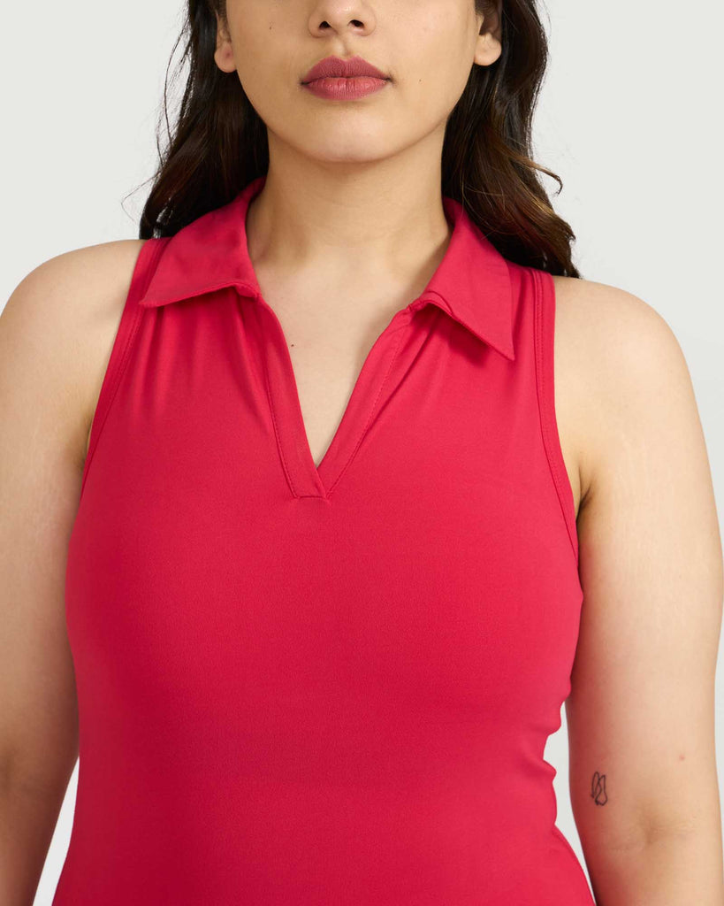 Hunnit Zen Polo Neck Top with Built-in Sports Bra 