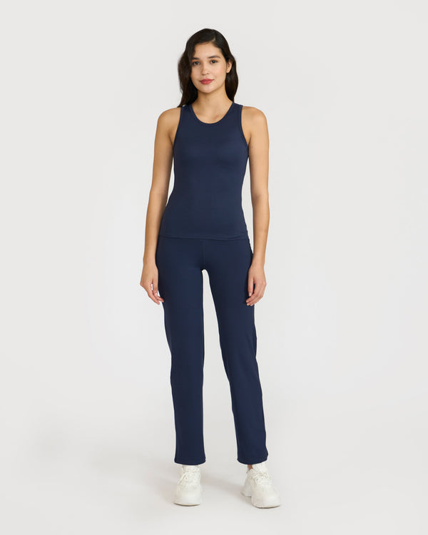 Zen Straight Fit Pants & Tank Top In-Built Sports Bra Co-ord Set