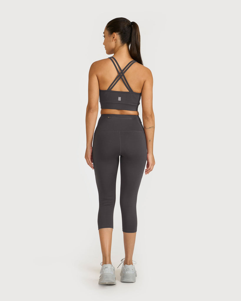 Hunnit Zen Capris and Round Neck Sports Bra Co-ord Set 