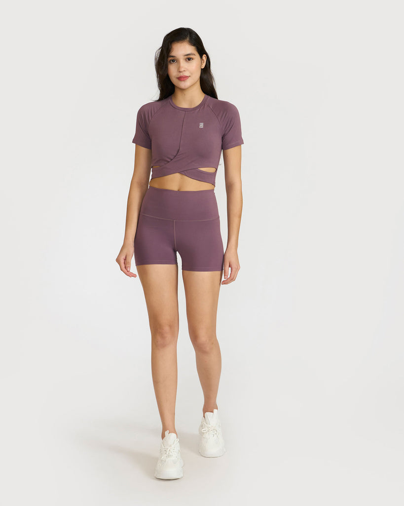 Hunnit Zen Front-Wrap Crop Top 