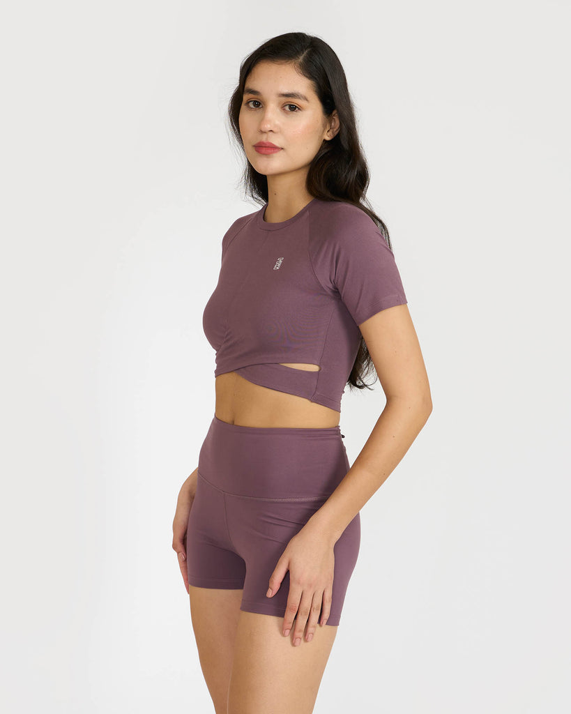 Hunnit Zen Front-Wrap Crop Top 