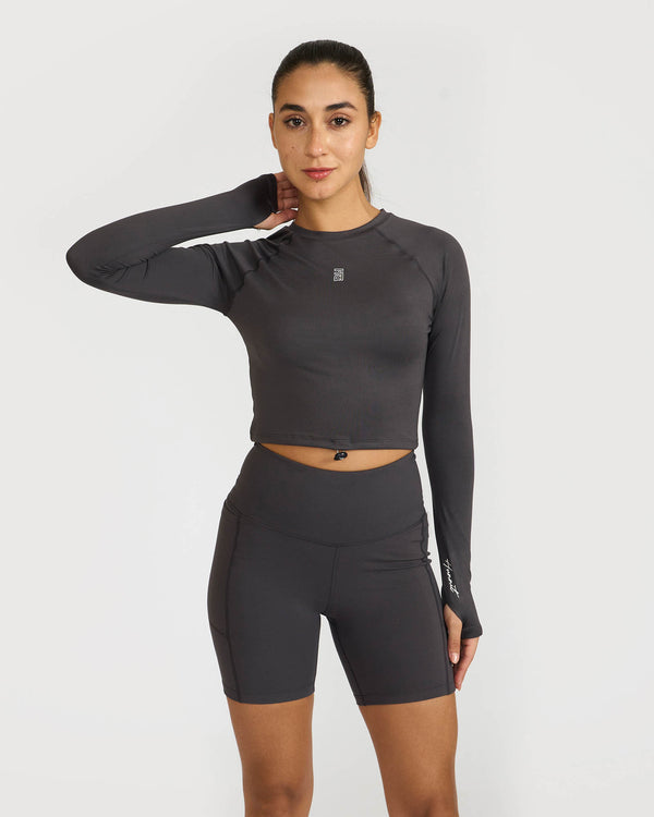 Zen Cycling Shorts & Full Sleeve Crop top Co-ord set