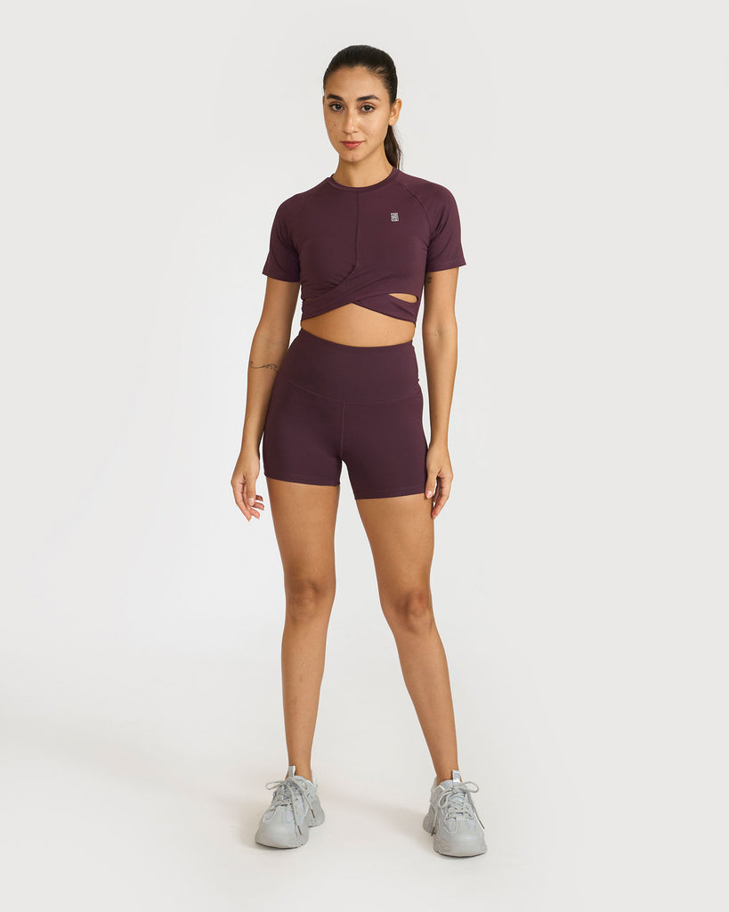 Hunnit Zen Front-Wrap Crop Top 