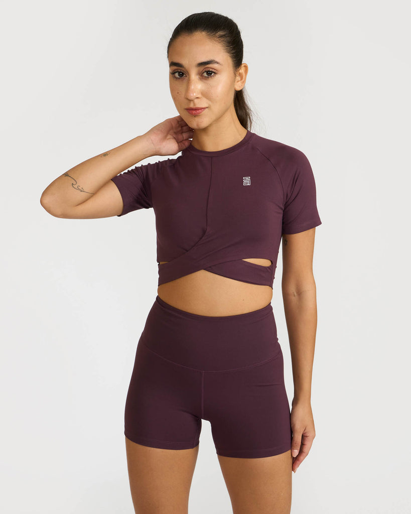 Hunnit Zen Front-Wrap Crop Top 