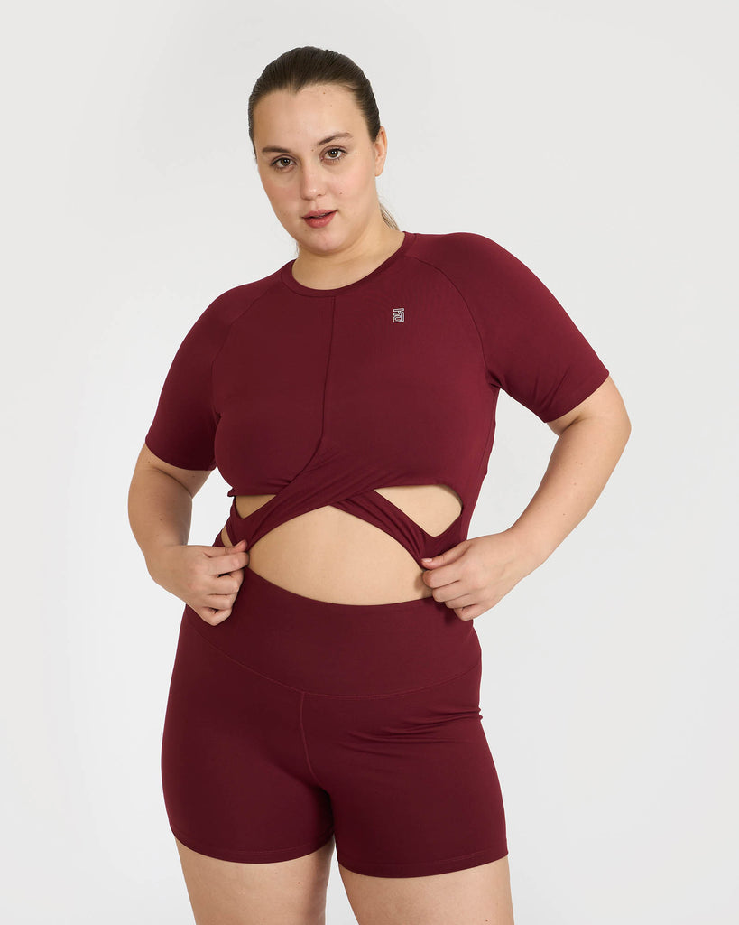 Hunnit Zen Front-Wrap Crop Top 