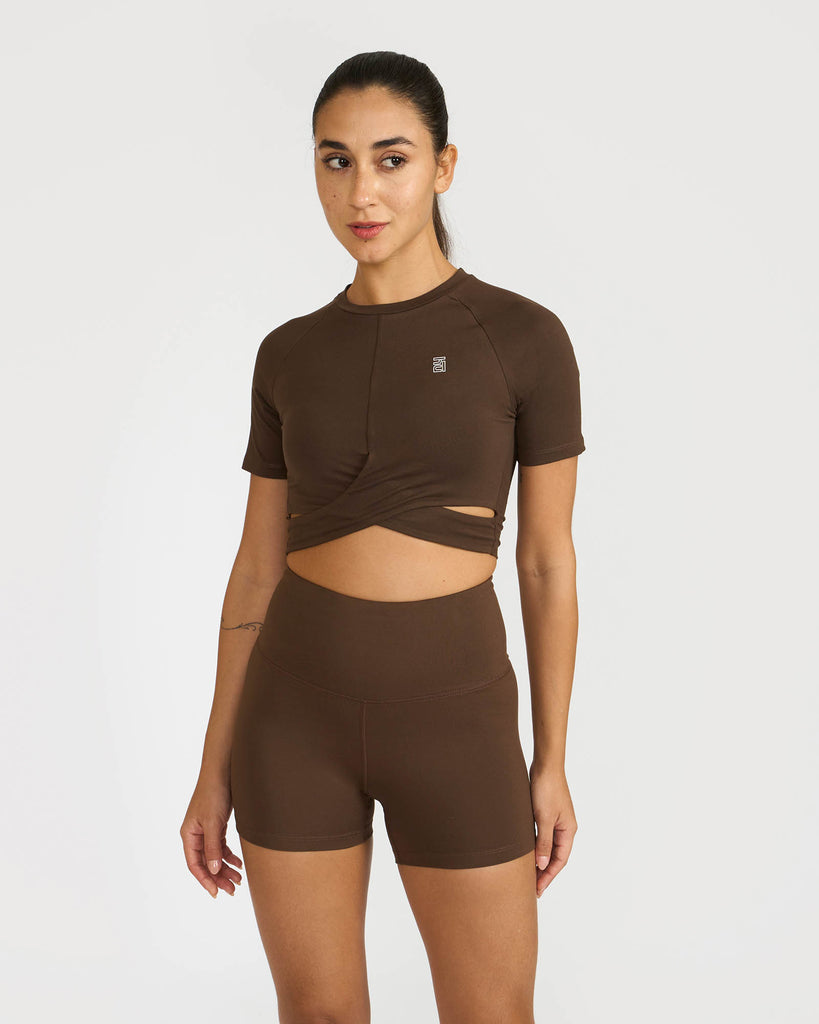 Hunnit Zen Front-Wrap Crop Top 