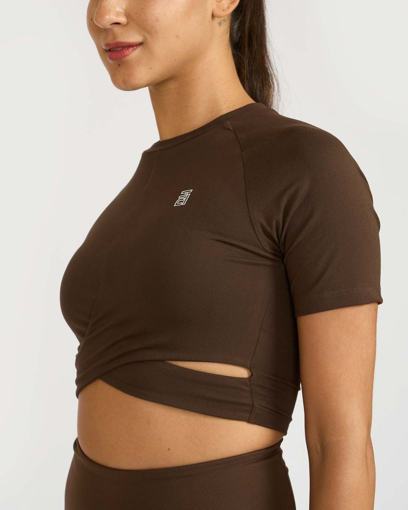 Hunnit Zen Front-Wrap Crop Top 