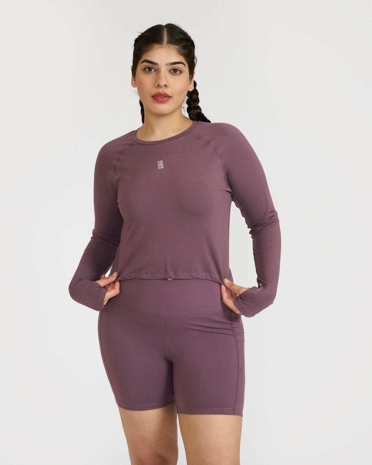 Zen Cycling Shorts & Full Sleeve Crop top Co-ord set