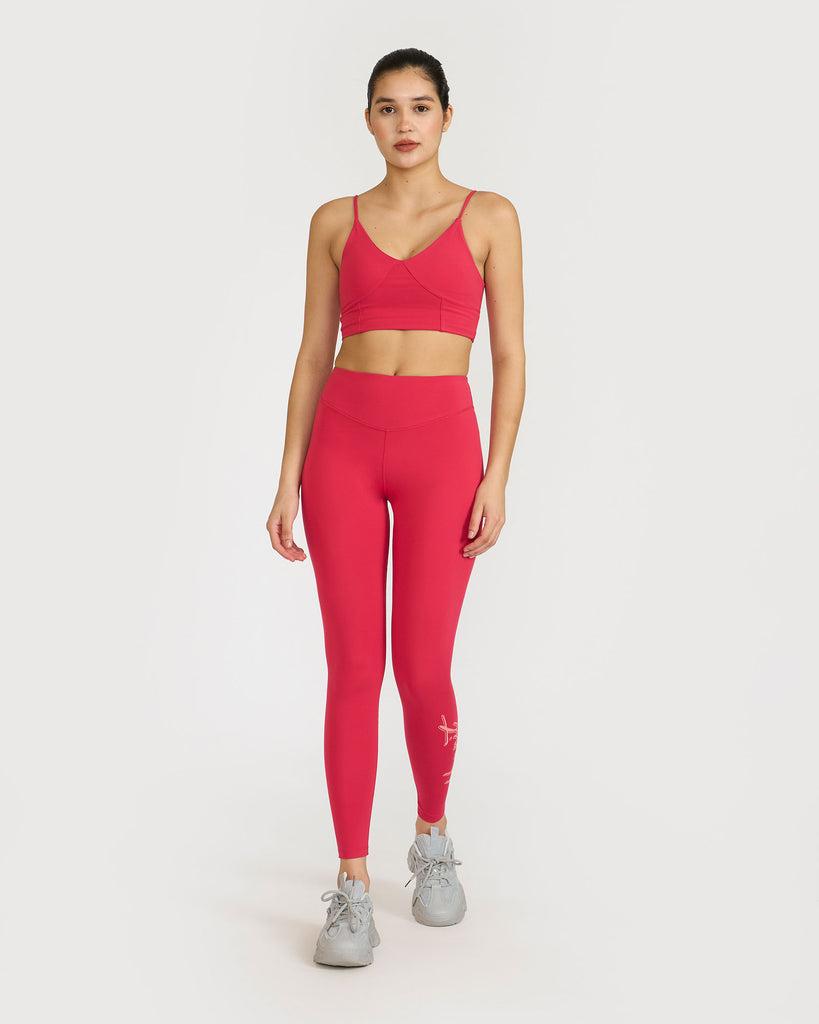 Hunnit Zen Seamless Leggings and V Neck Sports Bra Co-ord Set 