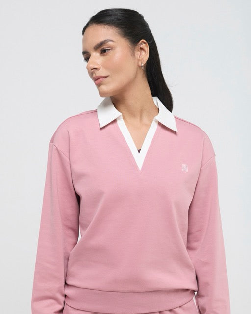 Hunnit Vintage Polo Neck Sweatshirt and Shorts Co-ord Set Vintage Polo Neck Sweatshirt and Shorts Co-ord Set