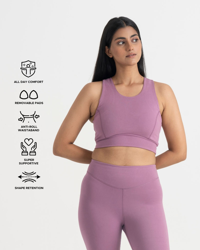 Hunnit Zen Seamless Leggings and 2-in-1 Crop Top Co-ord Set 