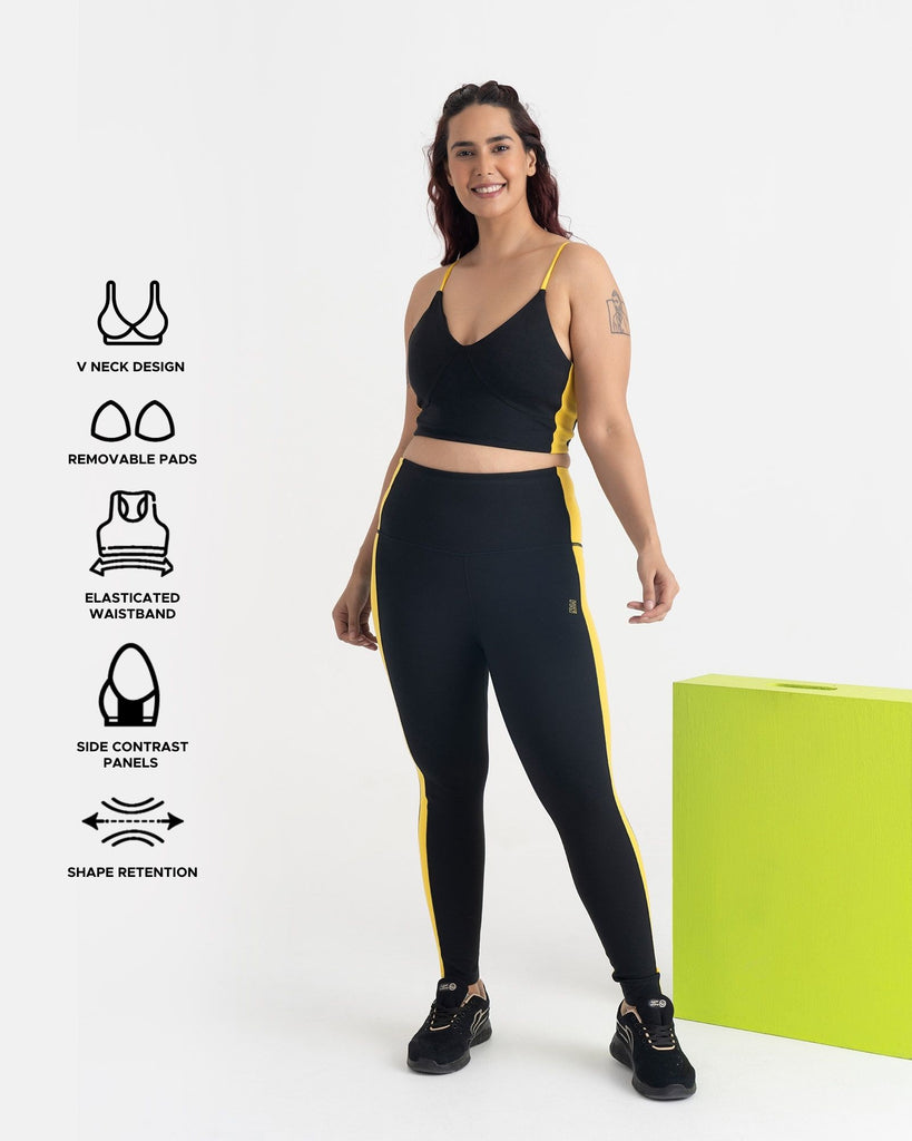 Hunnit Epic Pop 7/8 Leggings and Sports Bra Co-ord Set Epic Pop 7/8 Leggings and Sports Bra Co-ord Set