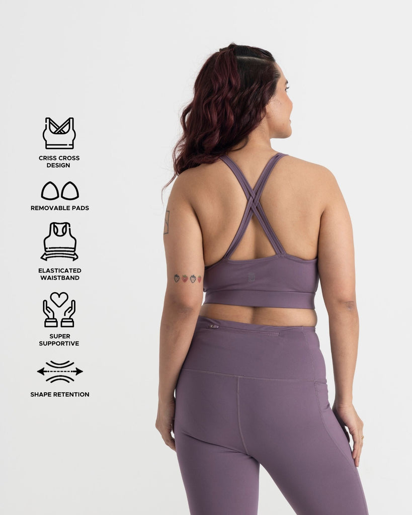 Hunnit Zen Ankle Length Leggings and Round Neck Sports Bra Co-ord Set Zen 7/8 Leggings and Round Neck Sports Bra Co-ord Set