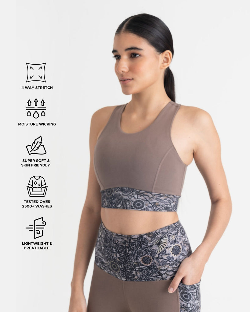 Hunnit Majestic Flora 2-in-1 Crop Top 