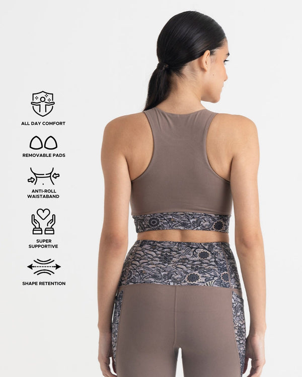 Majestic Flora Capris and 2-in-1 Crop Top Co-ord Set