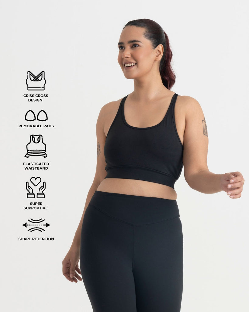 Hunnit Zen Seamless Leggings and Round neck sports Bra Co-ord Set Zen Seamless Leggings and Round neck sports Bra Co-ord Set