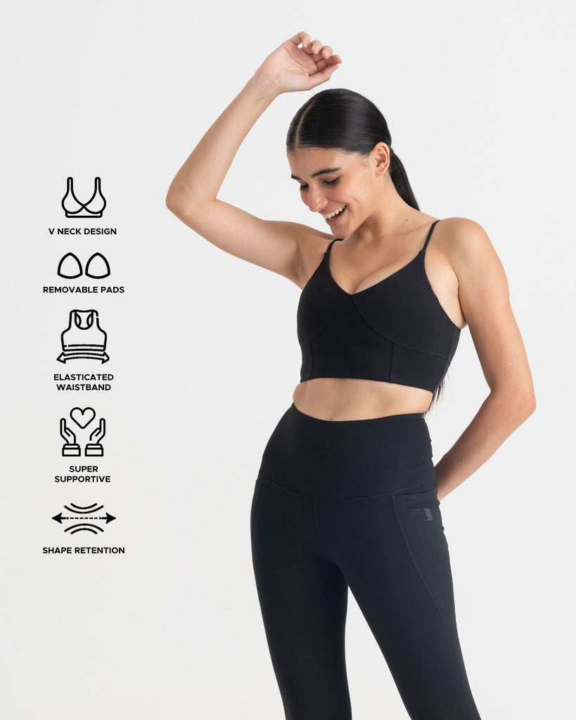 Hunnit Zen Padded Sports Bra - V Neck Zen V-Neck Sports Bra