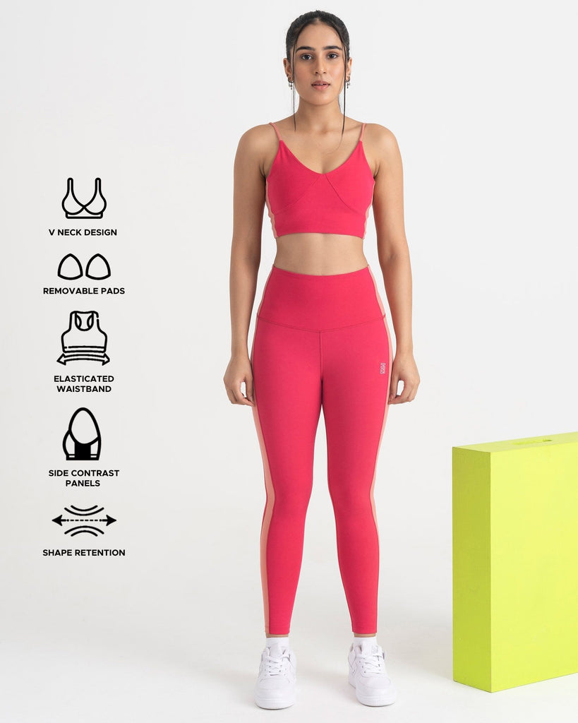 Hunnit Epic Pop 7/8 Leggings and Sports Bra Co-ord Set Epic Pop 7/8 Leggings and Sports Bra Co-ord Set